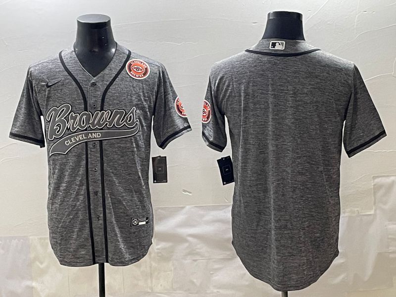 Men 2025 Cleveland Browns Blank Grey Joint Name Nike Limited NFL Jersey style 4